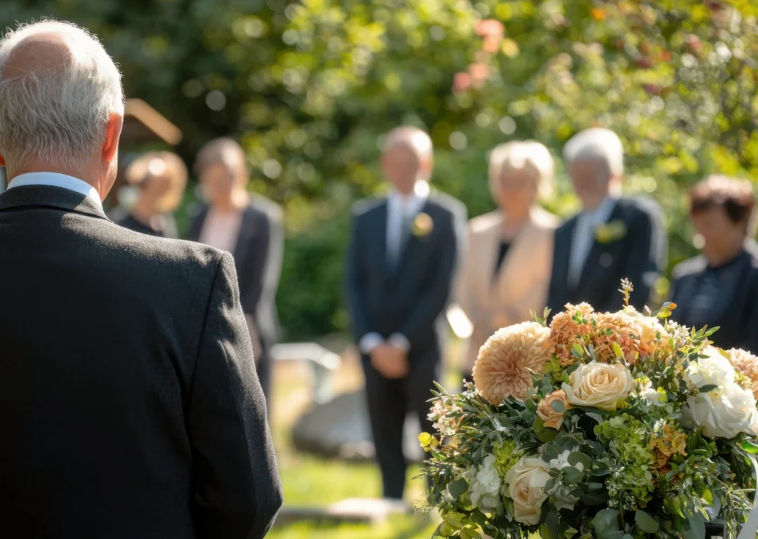A dignified graveside service in springtime.