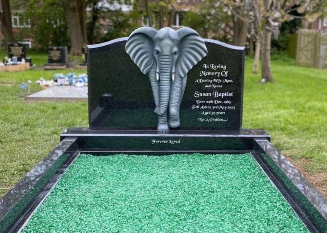 Joseph Richmond & Son Memorials Headstone with an elephant on it
